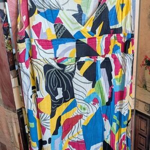 Colorful Abstract Print Midi Dress